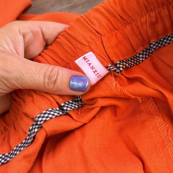 🧡🧡🧡Mumuanxiu orange cotton palazzo pants NWOT - Picture 9 of 10